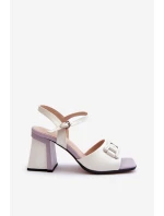 Elegantní sandály na podpatku s ozdobou bílé D&A MR38-156