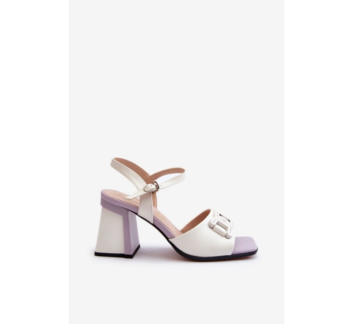 Elegantní sandály na podpatku s ozdobou bílé D&A MR38-156