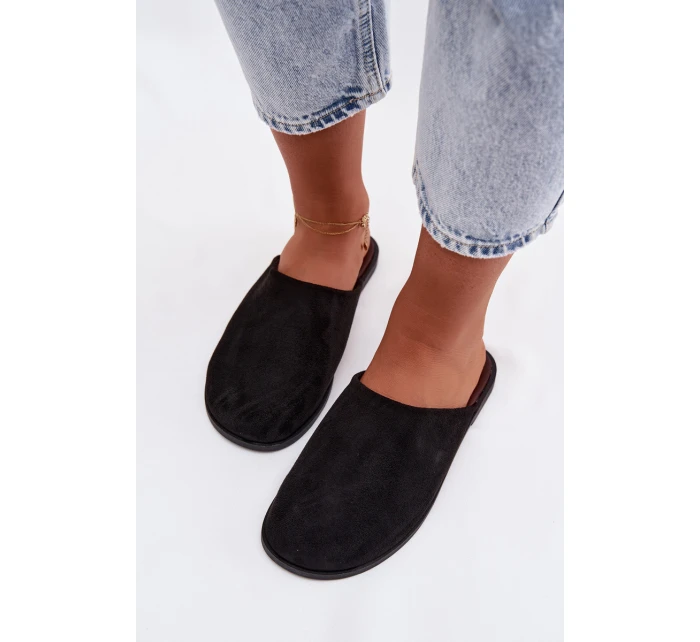 Dámské ploché nazouváky z eko semiše Černé Veronelle