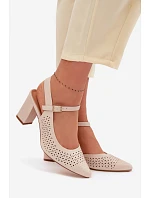 sandály na podpatku  světle béžové model 22095170 - SERGIO LEONE