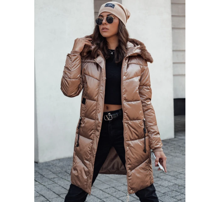 Dámská prošívaná zimní bunda ULTRAWAY s kapucí hnědá FashionStreet TY4644