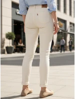 Dámské úzké džíny s vysokým pasem ecru FashionStreet UY2864 Dámské úzké džíny s vysokým pasem ecru FashionStreet UY2864