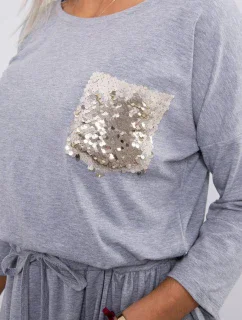 Šaty s flitrovou kapsou šedé