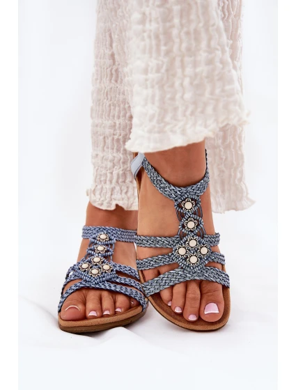 Dámské Ploché Sandály S Pásky Modré model 21693456 - Artiker Dámské Ploché Sandály S Pásky Modré model 21693456 - Artiker