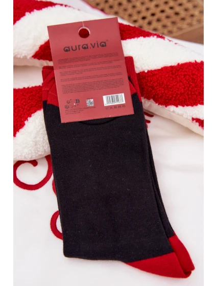 Pánské vánoční ponožky s nápisem a model 21786716 se Santa Černé - Aura.via