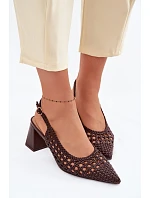 Dámské sandály na podpatku čokoládové model 22095121 - Boto