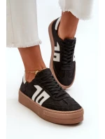 Dámské kožené tenisky Zazoo na platformě černé