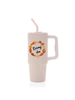 KRÁSNÝ DEN (PODZIM) - růžový cestovní termohrnek 900 ml  