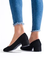 Luxusní  lodičky dámské černé na plochém podpatku