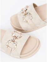 Jedinečné dámské nazouváky Jasnobeżowy na plochém podpatku Jedinečné dámské nazouváky Jasnobeżowy na plochém podpatku