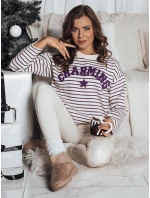 AURORA dámský pruhovaný ecru-purple svetr FashionStreet MY2076
