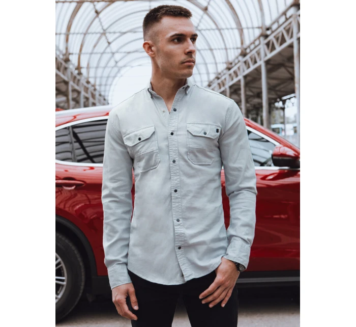 Pánská šedá džínová košile FashionStreet DX2578