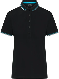 Daiber JN 1305 Dámské těžké piqué polo s proužky 02.1305 black/white/turquoise