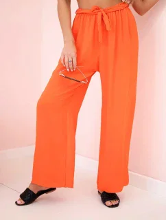 Kalhoty s širokým pasem tmavě oranžová