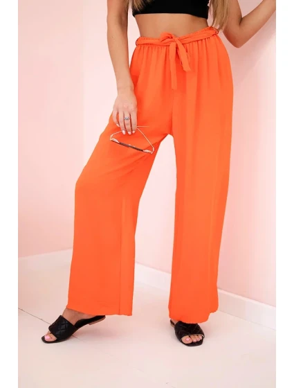 Kalhoty s širokým pasem tmavě oranžová