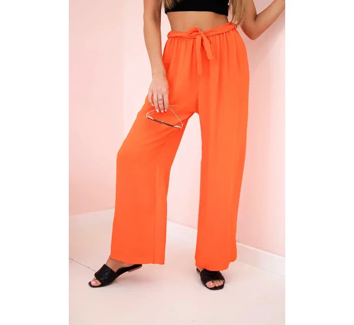 Kalhoty s širokým pasem tmavě oranžová