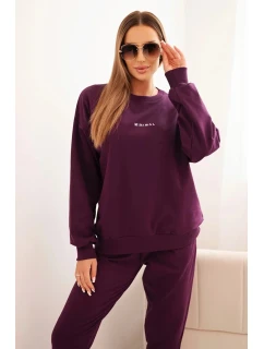 Dámská bavlněná souprava s potiskem Minimal švestková