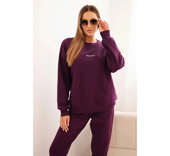 Dámská bavlněná souprava s potiskem Minimal švestková