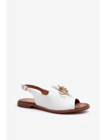 Kožené ploché sandály model 21646113 bílé - Zazoo
