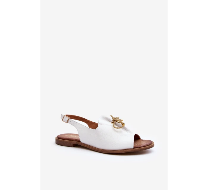 Kožené ploché sandály model 21646113 bílé - Zazoo