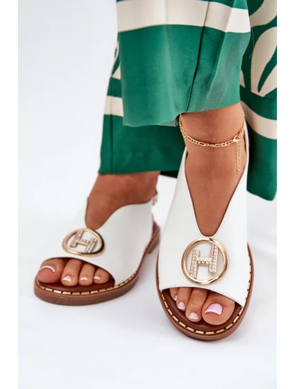 Plné Elegantní Sandály S Ozdobou Bílé model 21685749 - Boto