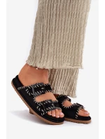 Dámské Pantofle S Přezkami A Dekorativním Švem Černé Visley Dámské Pantofle S Přezkami A Dekorativním Švem Černé Visley