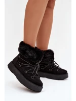 Sněhule s kožíškem a šněrováním Černé model 21821761 - Boto Sněhule s kožíškem a šněrováním Černé model 21821761 - Boto