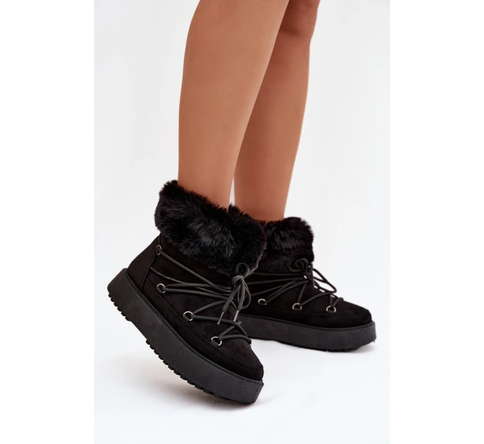 Sněhule s kožíškem a šněrováním Černé model 21821761 - Boto Sněhule s kožíškem a šněrováním Černé model 21821761 - Boto