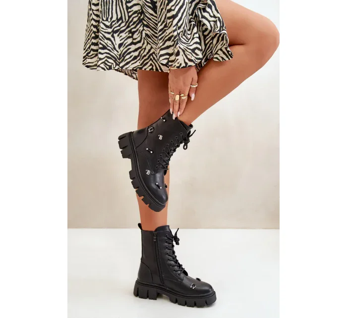 Dámské Workery Boty S Ozdobami Eko Kožené Černé Cadenilla Dámské Workery Boty S Ozdobami Eko Kožené Černé Cadenilla