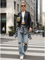 Dámská kožená bunda ramones černá FashionStreet TY5538