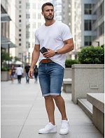 Pánské džínové šortky s páskem modré FashionStreet SX2575