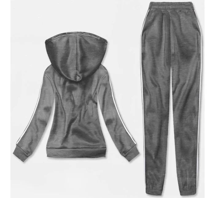 Tmavě šedý dámský komplet krátká mikina a kalhoty model 18125328 - LUNA & MIELE