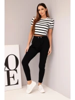 Dámské tepláky s elastickým pasem a šňůrkou černé