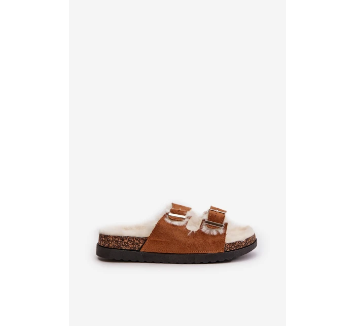 Dámské Pantofle S Přezkami A Kožíškem Camel model 21670224 - Boto