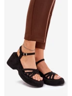 Sandály Na Platformě A Klínu Z Eko Semiše Černé model 21687601 - Boto Sandály Na Platformě A Klínu Z Eko Semiše Černé model 21687601 - Boto