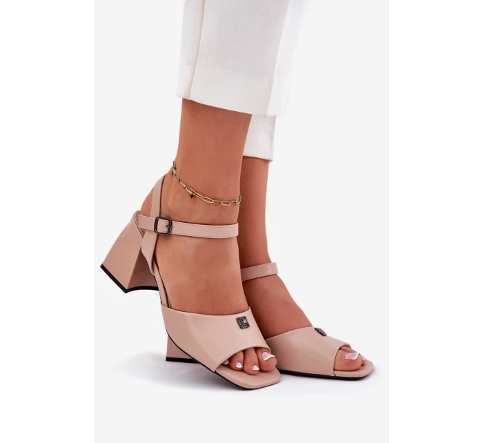 Dámské Sandály Na Podpatku model 21695078 Béžové - VINCEZA