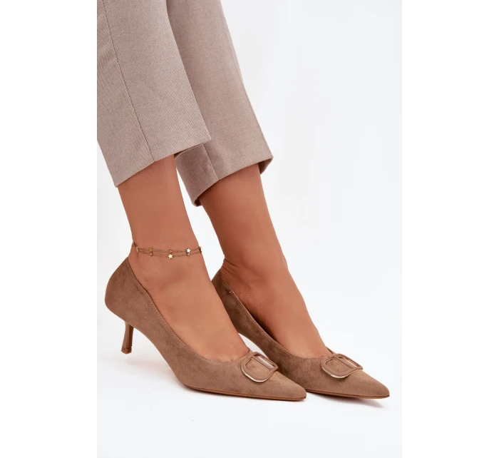 Dámské lodičky s ozdobným detailem tmavě béžové model 21752731 - Boto