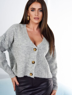 Žebrovaný svetr s knoflíky šedé barvy