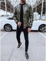 Pánská zelená kožená bunda FashionStreet TX4707 Pánská zelená kožená bunda FashionStreet TX4707