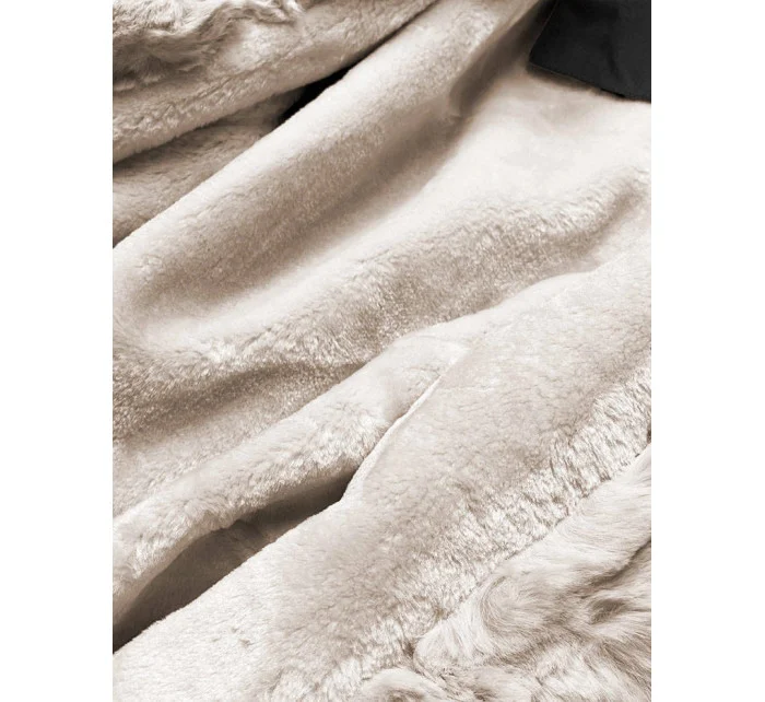 Bunda parka v černo-ecru barvě s kožešinovou odepínací podšívkou (5M763-392)