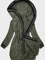 Dámská bunda s ozdobným lemováním khaki (B8139-11)