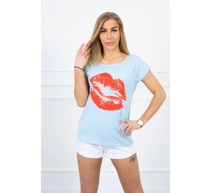 Halenka s potiskem rtů modrá Halenka s potiskem rtů modrá