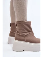 Kožené Dámské Boty Na Podpatku S Pásky  Bežové model 21644286 - Zazoo