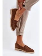 model 21652470 Semišové Dámské Mokasíny na Ploché Podrážce Hnědé - Zazoo