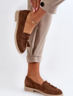 model 21652470 Semišové Dámské Mokasíny na Ploché Podrážce Hnědé - Zazoo