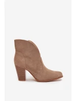 Dámské kotníkové boty na podpatku z ekokůže béžové model 21711571 - Boto