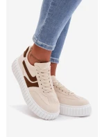 Dámské tenisky na platformě s eko semišem béžové Cadrina Dámské tenisky na platformě s eko semišem béžové Cadrina