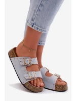 Dámské pantofle se zlatými sponami a knoflíky Modré model 21960974 - Boto