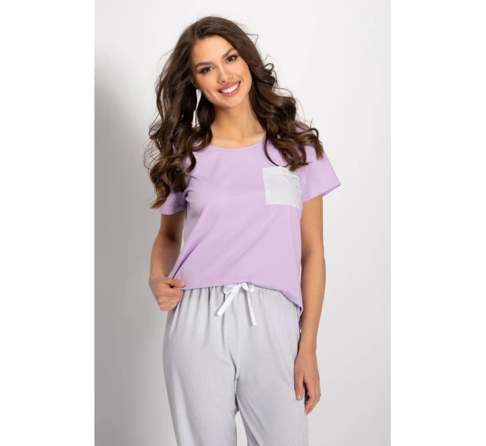 Pyžamo Caroline fialová-šedá - Momenti Per Me Pyžamo Caroline fialová-šedá - Momenti Per Me