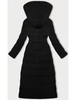 černý dámský kabát s páskem model 21248905 - STELLA FASHION černý dámský kabát s páskem model 21248905 - STELLA FASHION